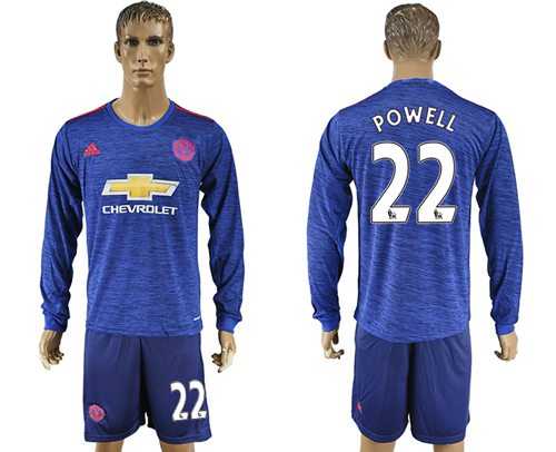 Manchester United #22 Powell Away Long Sleeves Soccer Club Jersey