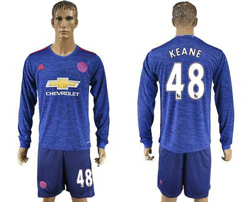 Manchester United #48 Keane Away Long Sleeves Soccer Club Jersey