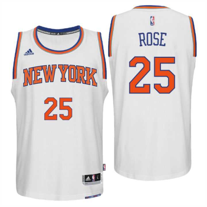 New York Knicks #25 Derrick Rose New Swingman Home White Jersey