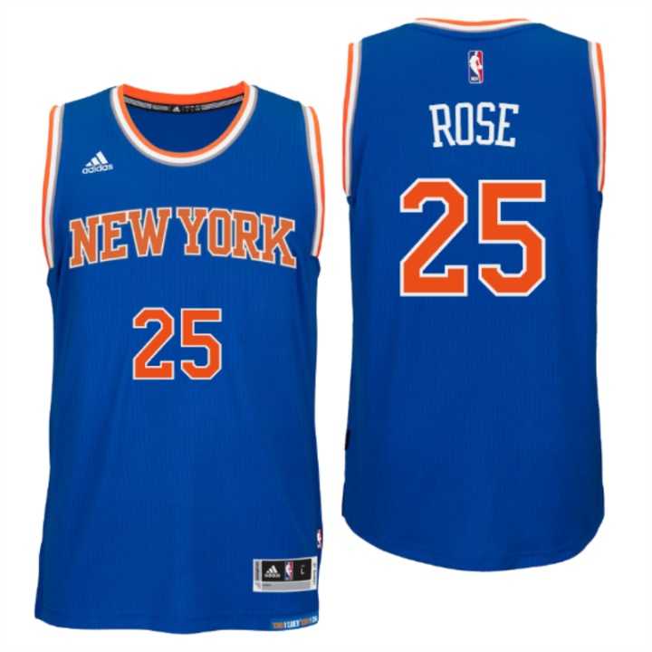 New York Knicks #25 Derrick Rose New Swingman Road Blue Jersey New York Knicks #25 Derrick Rose New Swingman Road Blue Jersey