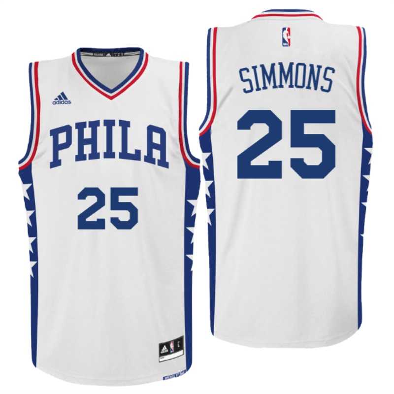 2016 NBA Draft Philadelphia 76ers #25 Ben Simmons Home White Swingman Jersey