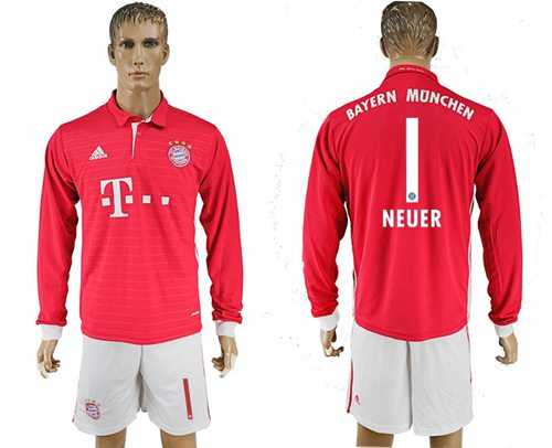 Bayern Munchen #1 Neuer Home Long Sleeves Soccer Club Jersey