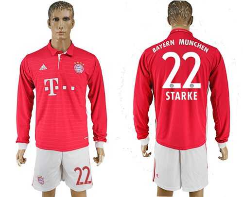 Bayern Munchen #22 Starke Home Long Sleeves Soccer Club Jersey