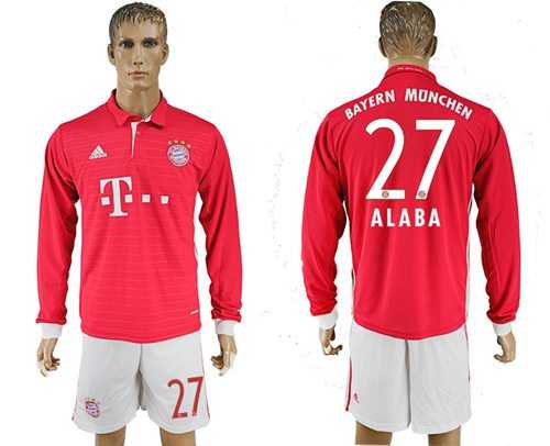 Bayern Munchen #27 Alaba Home Long Sleeves Soccer Club Jersey