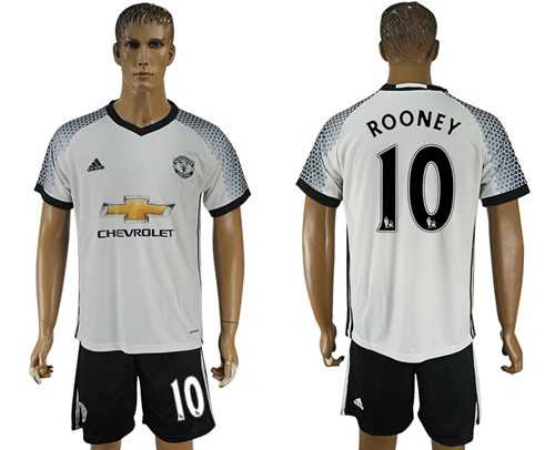 Manchester United #10 Rooney White Soccer Club Jersey
