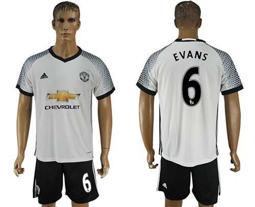 Manchester United #6 Evans White Soccer Club Jersey