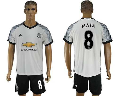 Manchester United #8 Mata White Soccer Club Jersey