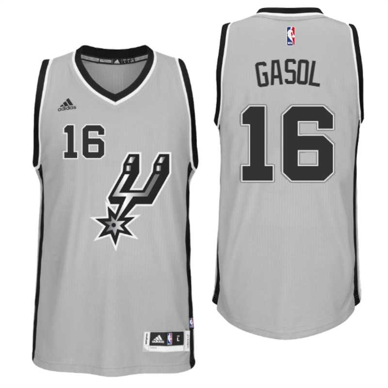 San Antonio Spurs #16 Pau Gasol New Swingman Alternate Gray Jersey