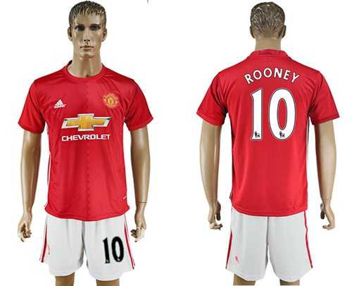 Manchester United #10 Rooney Red Home Soccer Club Jersey