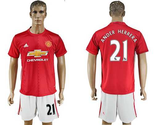 Manchester United #21 Ander Herrera Red Home Soccer Club Jersey