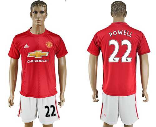 Manchester United #22 Powell Red Home Soccer Club Jersey