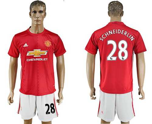 Manchester United #28 Schneiderlin Red Home Soccer Club Jersey