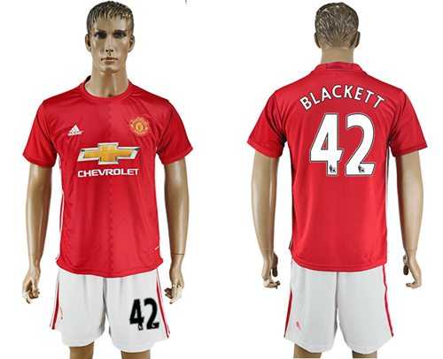 Manchester United #42 Blackett Red Home Soccer Club Jersey