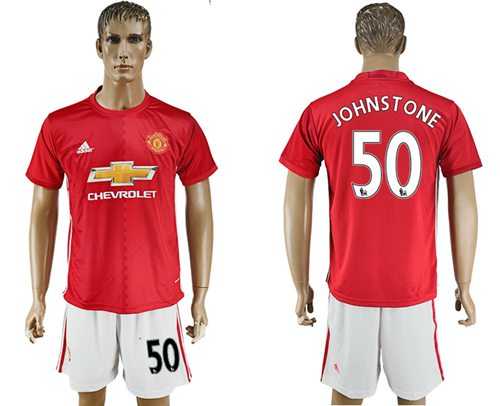 Manchester United #50 Johnstone Red Home Soccer Club Jersey