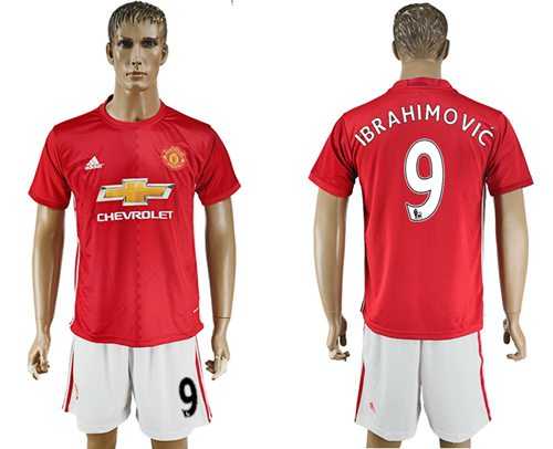 Manchester United #9 Ibrahimovic Red Home Soccer Club Jersey