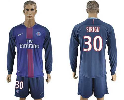 Paris Saint-Germain #30 Sirigu Home Long Sleeves Soccer Club Jersey