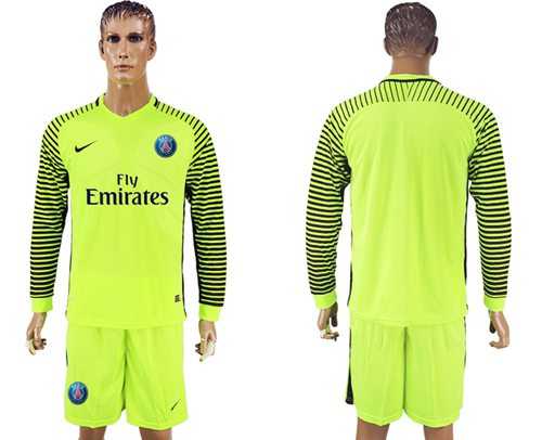 Paris Saint-Germain Blank Green Goalkeeper Long Sleeves Soccer Club Jersey