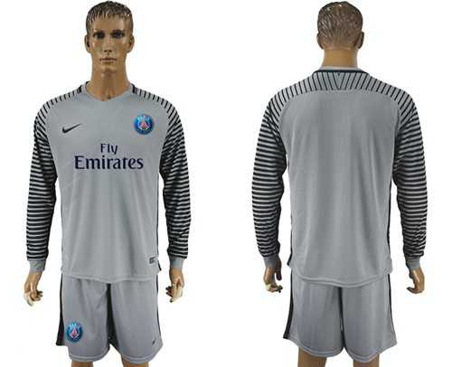 Paris Saint-Germain Blank Grey Goalkeeper Long Sleeves Soccer Club Jersey
