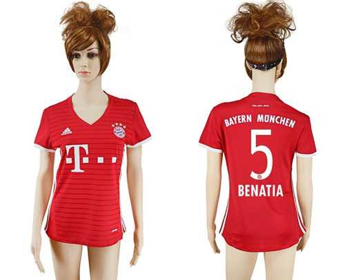 Women's Bayern Munchen #5 Benatia Home Soccer Club Jersey