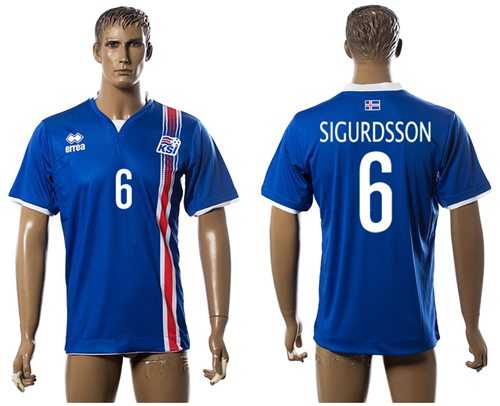 Iceland #6 Sigurdsson Home Soccer Country Jersey