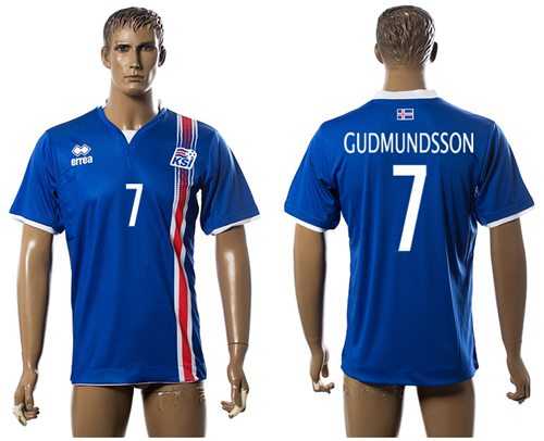 Iceland #7 Gudmundsson Home Soccer Country Jersey