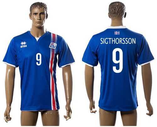 Iceland #9 Sigthorsson Home Soccer Country Jersey
