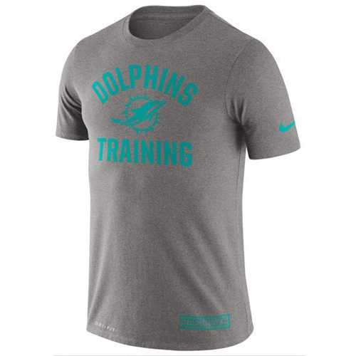 Men's Miami Dolphins Nike Heathered Gray Training Performance T-Shirt