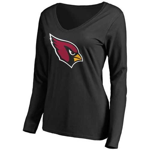 Women's Arizona Cardinals Pro Line Primary Team Logo Slim Fit Long Sleeve T-Shirt Black