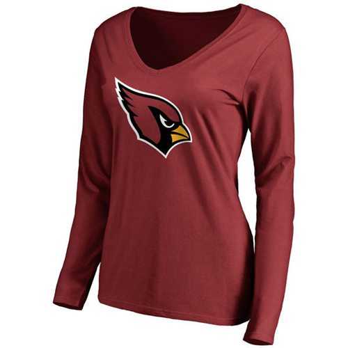 Women's Arizona Cardinals Pro Line Primary Team Logo Slim Fit Long Sleeve T-Shirt Red
