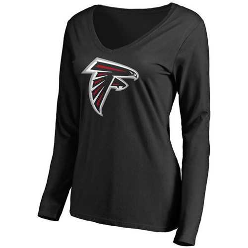 Women's Atlanta Falcons Pro Line Primary Team Logo Slim Fit Long Sleeve T-Shirt Black