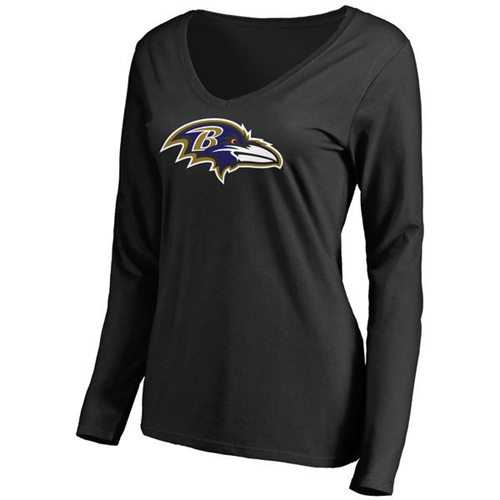 Women's Baltimore Ravens Pro Line Primary Team Logo Slim Fit Long Sleeve T-Shirt Black