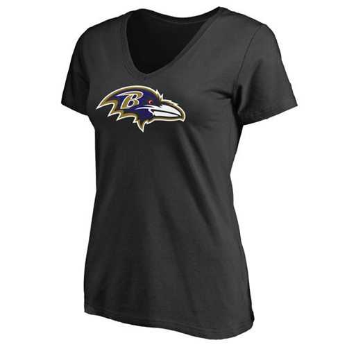 Women's Baltimore Ravens Pro Line Primary Team Logo Slim Fit T-Shirt Black
