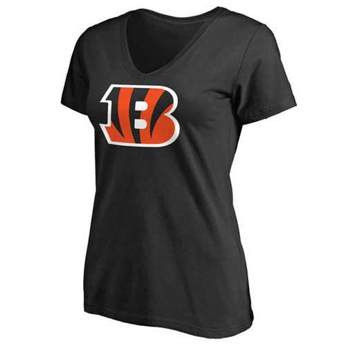 Women's Cincinnati Bengals Pro Line Primary Team Logo Slim Fit T-Shirt Black