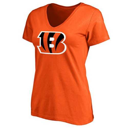 Women's Cincinnati Bengals Pro Line Primary Team Logo Slim Fit T-Shirt Orange
