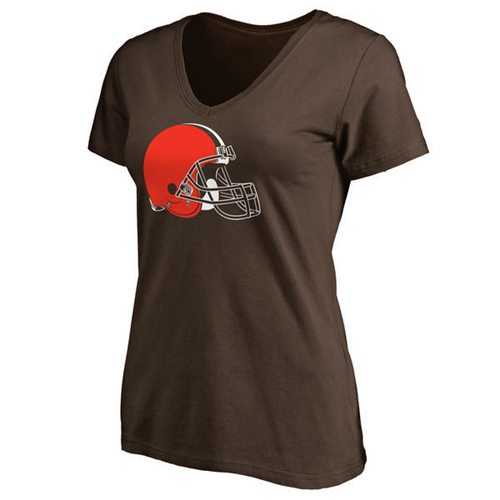 Women's Cleveland Browns Pro Line Primary Team Logo Slim Fit T-Shirt Brown