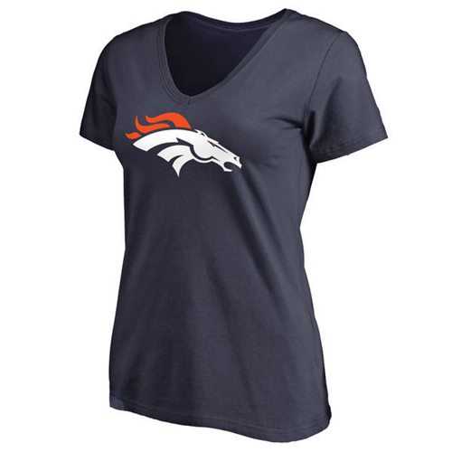 Women's Denver Broncos Pro Line Primary Team Logo Slim Fit T-Shirt Navy