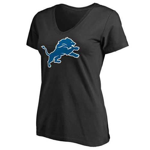 Women's Detroit Lions Pro Line Primary Team Logo Slim Fit T-Shirt Black