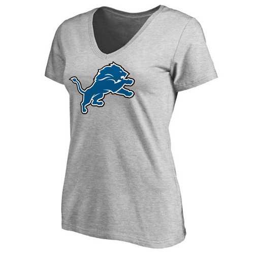 Women's Detroit Lions Pro Line Primary Team Logo Slim Fit T-Shirt Grey