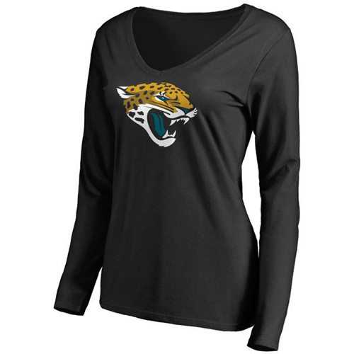 Women's Jacksonville Jaguars Pro Line Primary Team Logo Slim Fit Long Sleeve T-Shirt Black