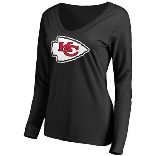 Women's Kansas City Chiefs Pro Line Primary Team Logo Slim Fit Long Sleeve T-Shirt Black