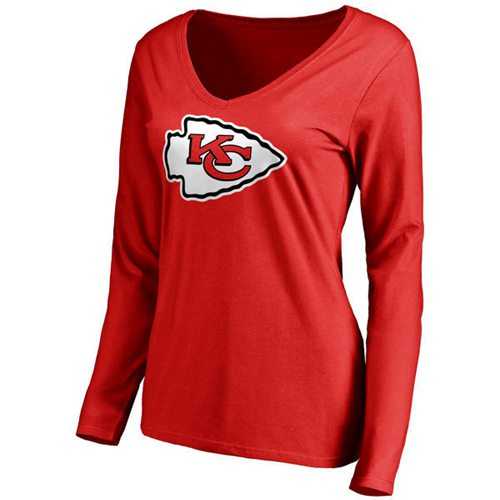 Women's Kansas City Chiefs Pro Line Primary Team Logo Slim Fit Long Sleeve T-Shirt Red