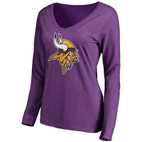 Women's Minnesota Vikings Pro Line Primary Team Logo Slim Fit Long Sleeve T-Shirt Purple