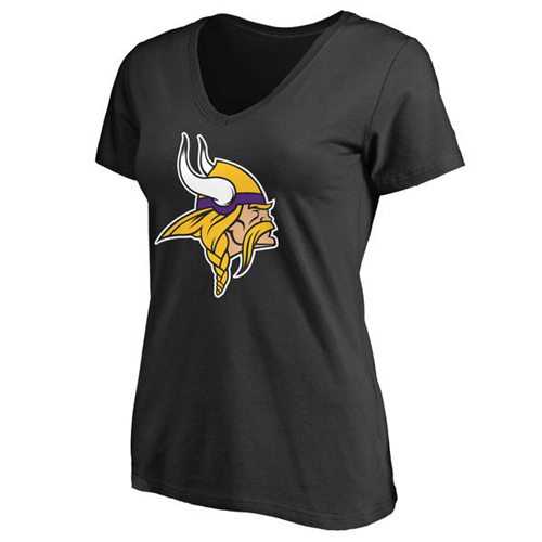 Women's Minnesota Vikings Pro Line Primary Team Logo Slim Fit T-Shirt Black