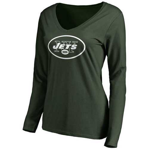 Women's New York Jets Pro Line Primary Team Logo Slim Fit Long Sleeve T-Shirt Green