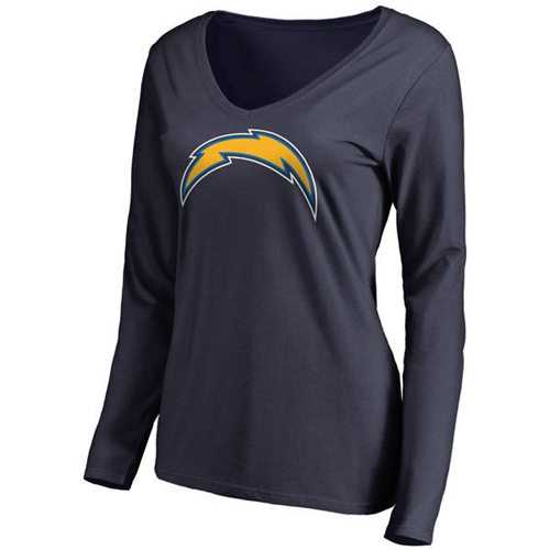 Women's San Diego Chargers Pro Line Primary Team Logo Slim Fit Long Sleeve T-Shirt Navy