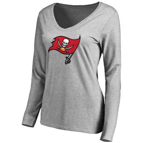 Women's Tampa Bay Buccaneers Pro Line Primary Team Logo Slim Fit Long Sleeve T-Shirt Grey