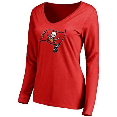 Women's Tampa Bay Buccaneers Pro Line Primary Team Logo Slim Fit Long Sleeve T-Shirt Red