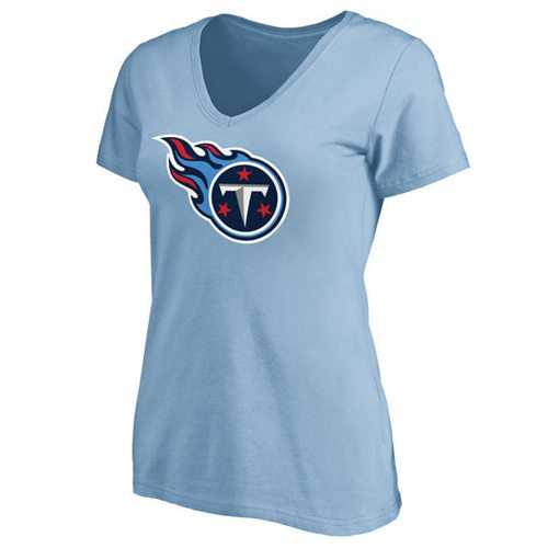 Women's Tennessee Titans Pro Line Primary Team Logo Slim Fit T-Shirt Light Blue