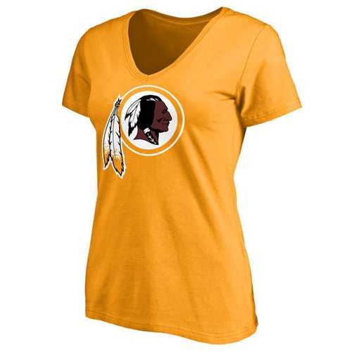 Women's Washington Redskins Pro Line Primary Team Logo Slim Fit T-Shirt Yellow