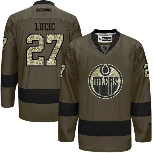 Edmonton Oilers #27 Milan Lucic Green Salute to Service Stitched NHL Jersey